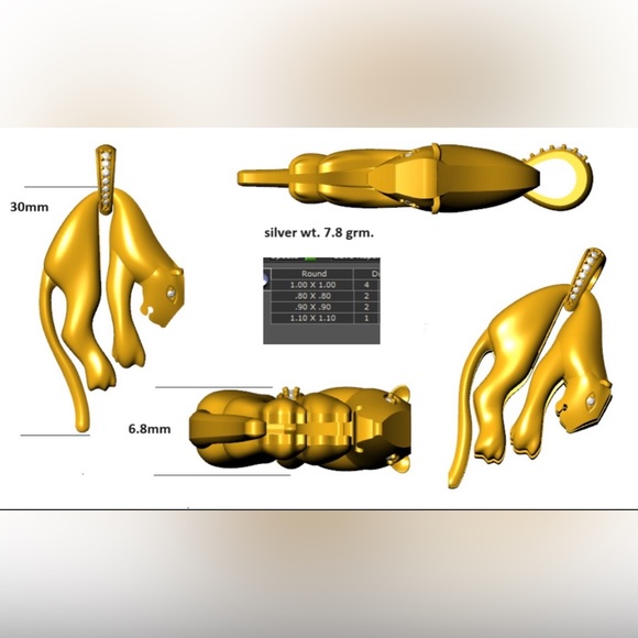 Gold Plated Antique Panther Charm and Diamond Bale - Picture 12 of 16